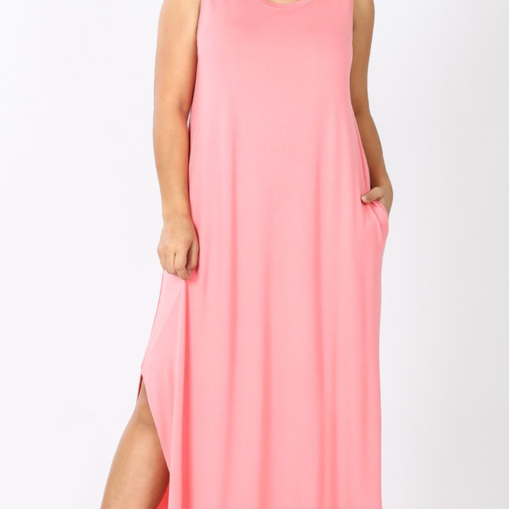 PINK ROSE PLUS SIZE VISCOSE SLEEVELESS MAXI COMFOR